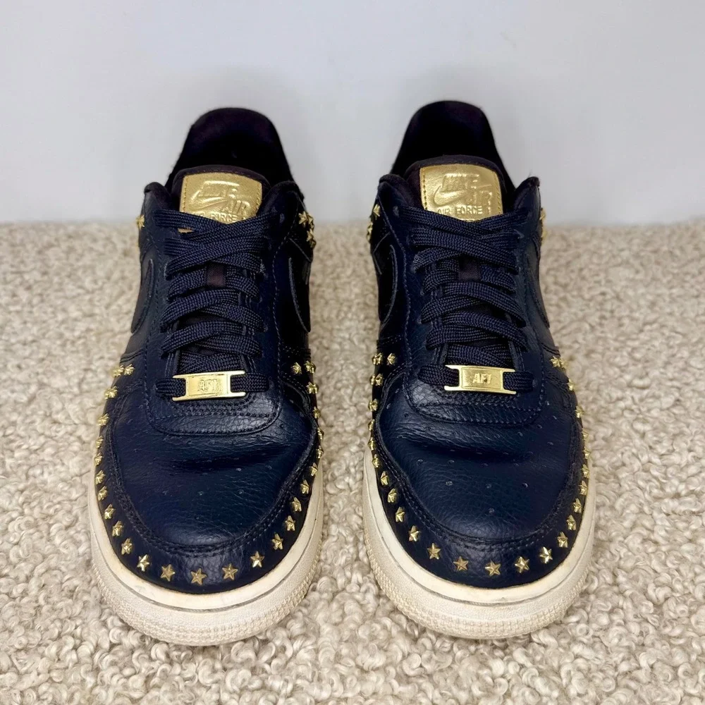 Nike Air Force 1 07 XX Gold Star Studded Oil Grey Women 8 AR0639-001
